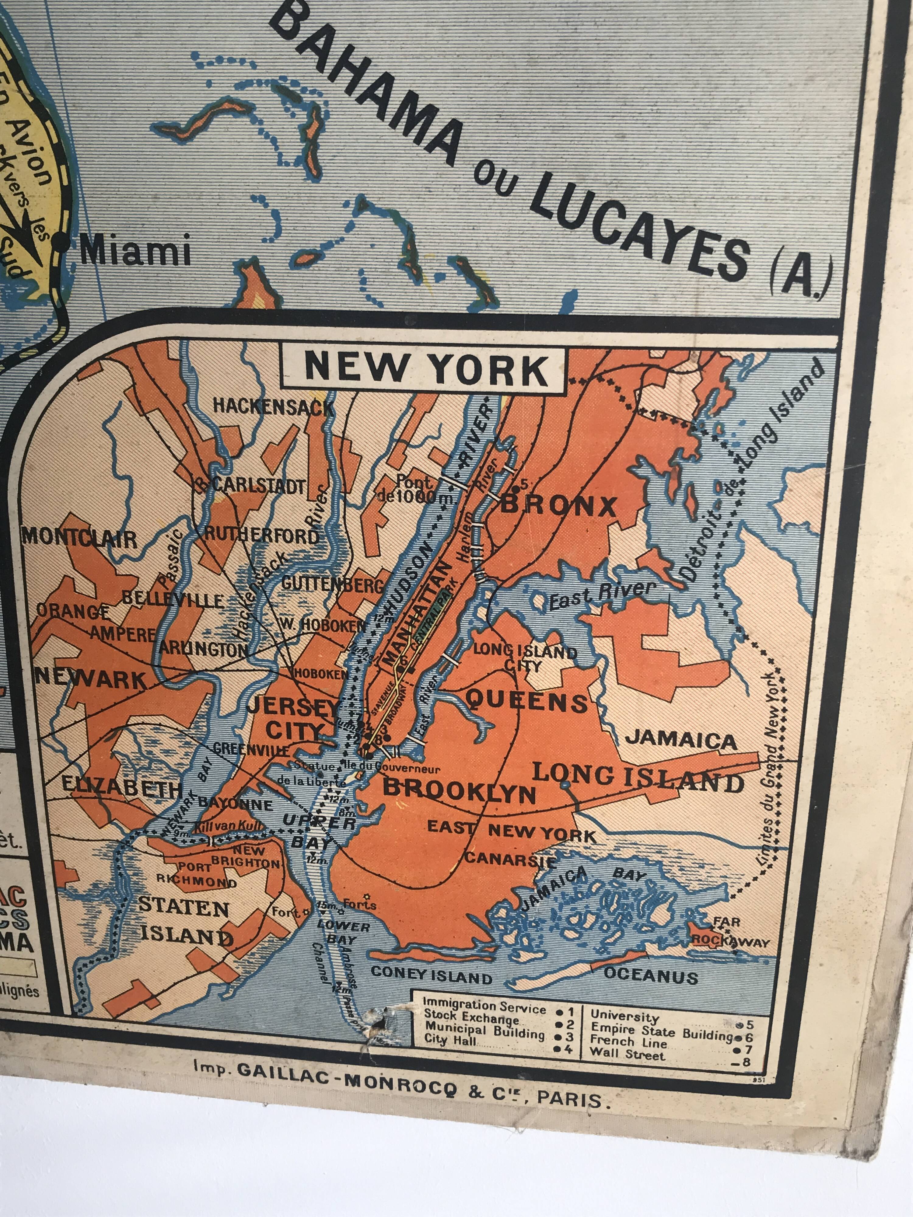 Vintage school map United States N°33 Editions Hatier by M.Peyre