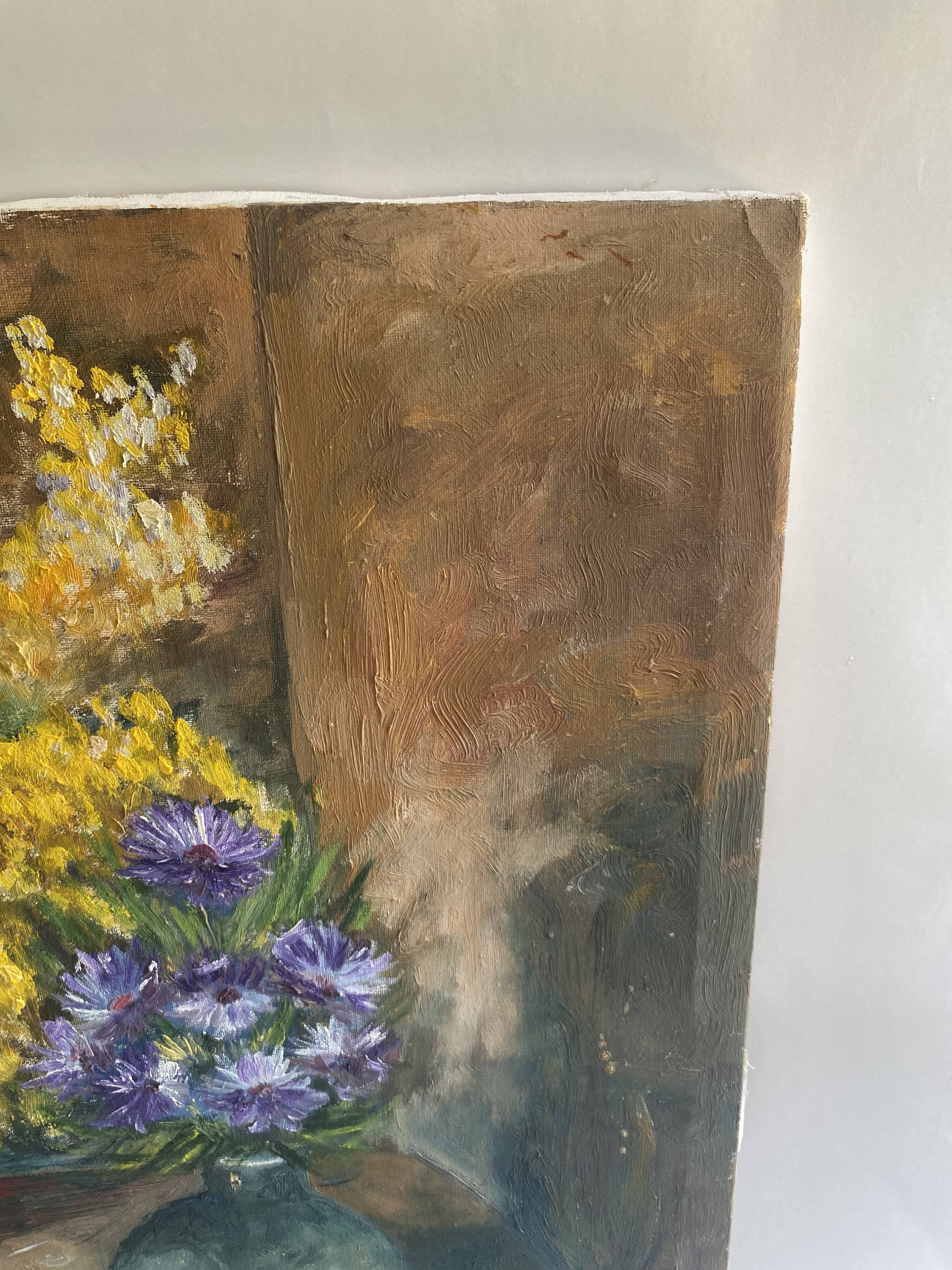 Oil on canvas still life "The Mimosa"