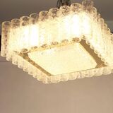 Superb ceiling light made of frosted Murano glass tubes by Doria, Germany, 1960s.