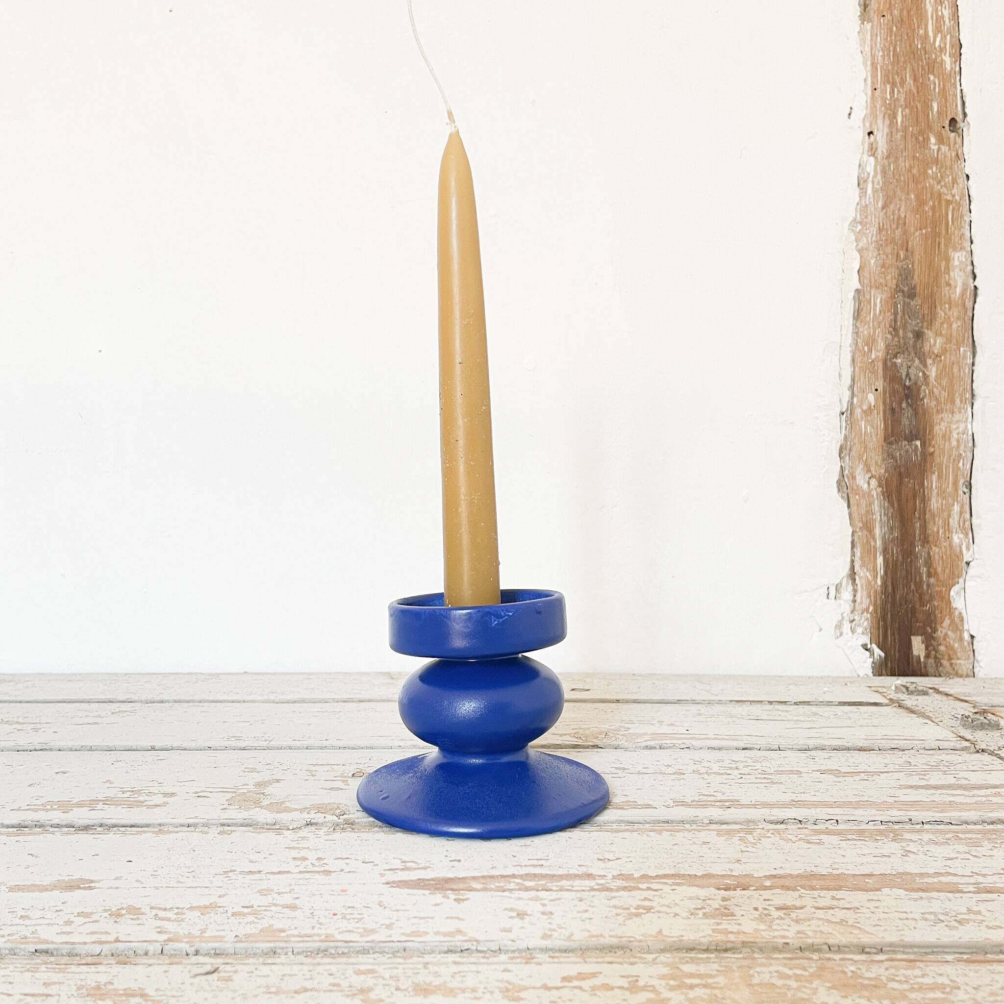 photo blue ceramic candle holder