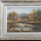 River landscape Oil on canvas signed by Chaury