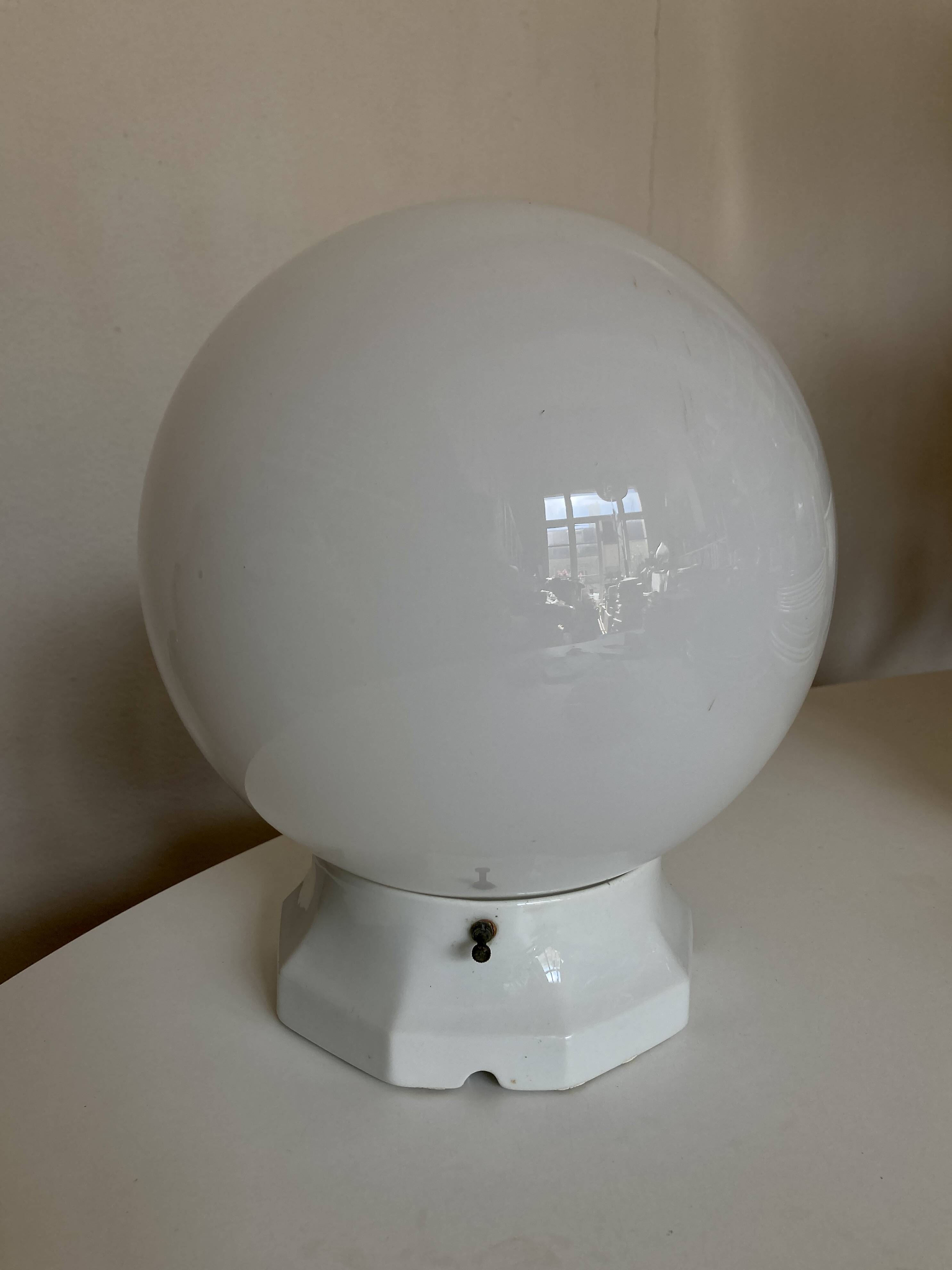 XL bathroom ceiling light from Palace, porcelain and opaline, 1950s