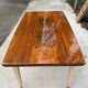 Scandinavian extendable dining table in wood and beautiful lacquered marquetry 230cm