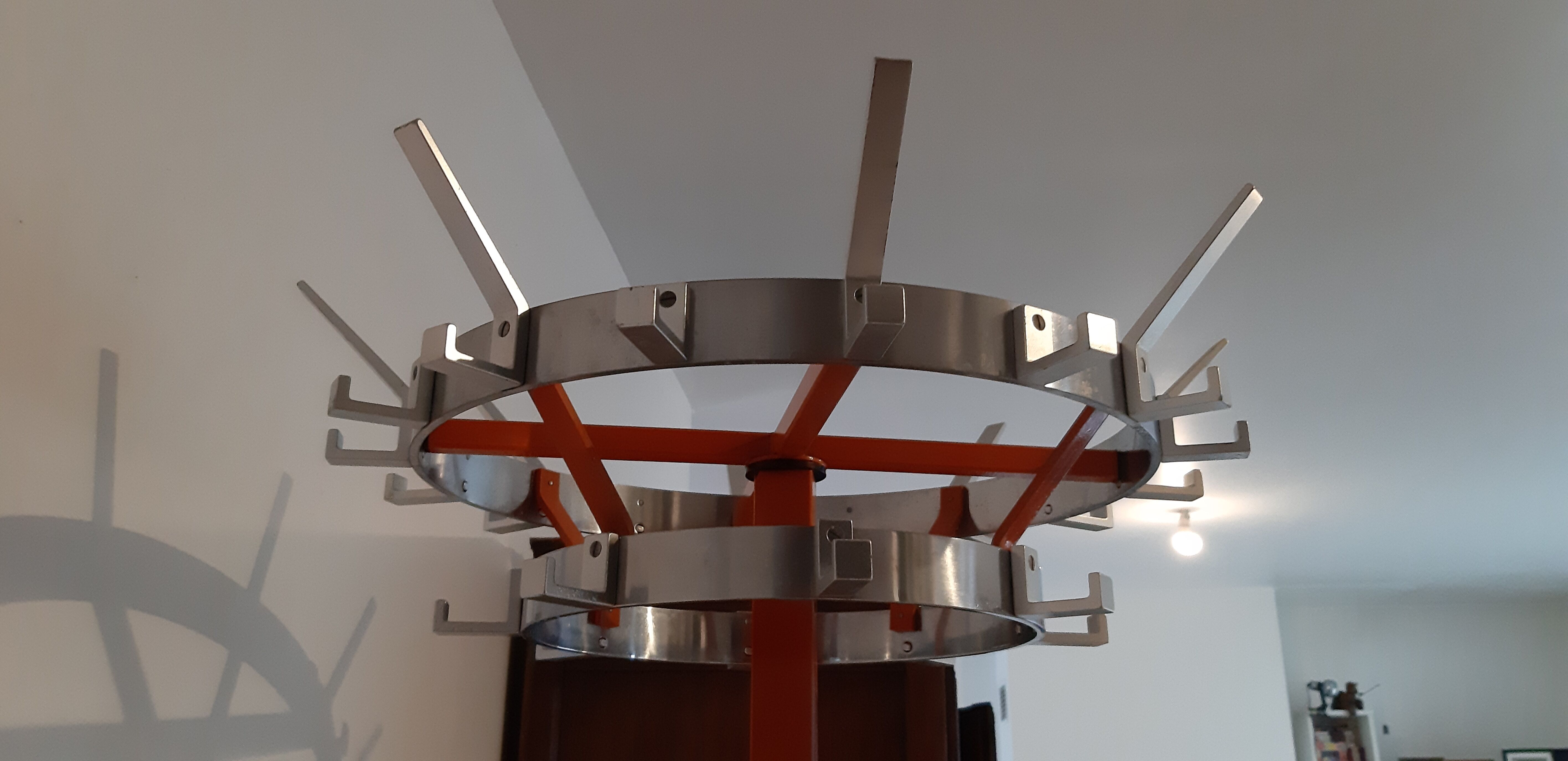 Coat rack vintage wrought iron orange and chrome