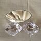 DUO OF CRYSTAL SALTERS SMALL SILVER METAL SPOONS