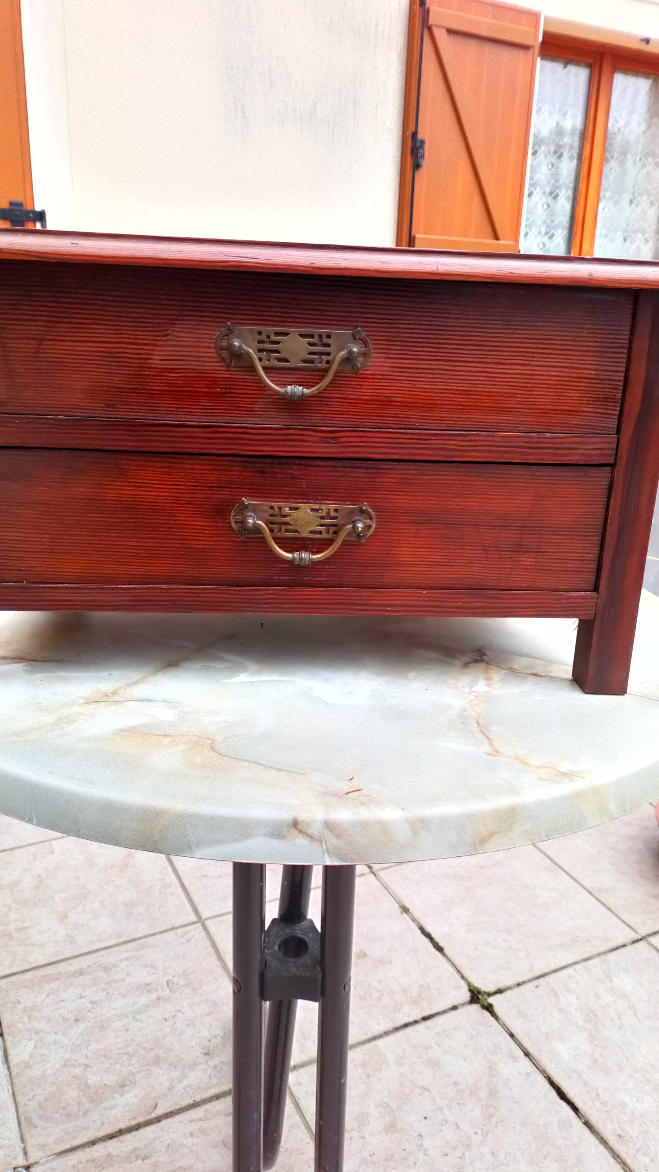 Small low cabinet for sewing from the 1930s.