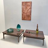 Rectangular Ebonized Walnut and Glass Coffee Table, Italy