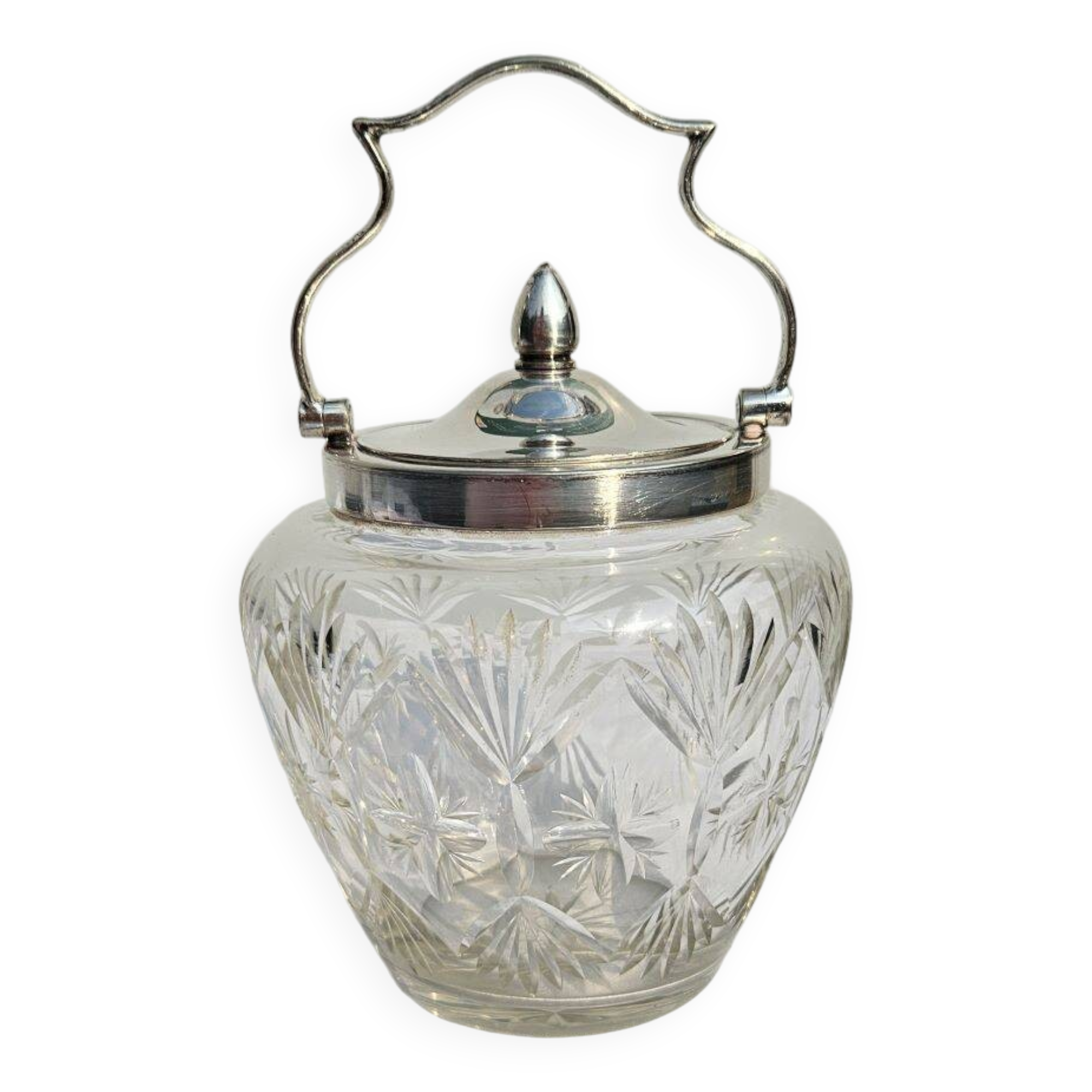 Cut crystal and silver biscuit bucket