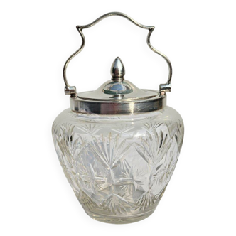 Cut crystal and silver biscuit bucket