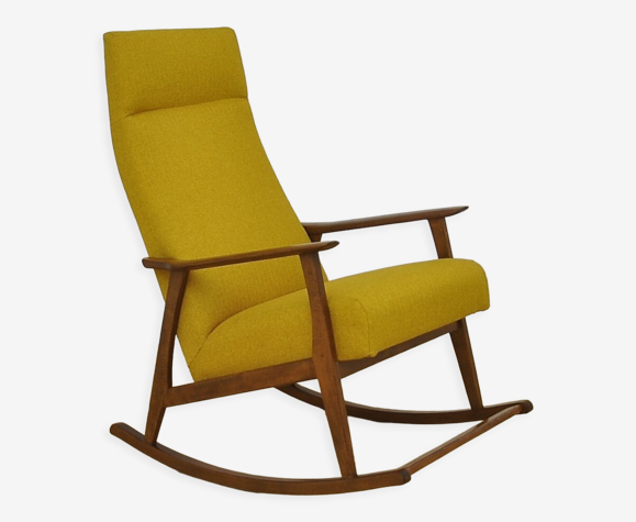 Rocking chair jaune, années 1960