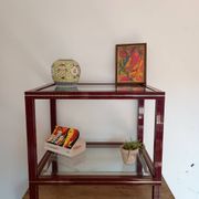 Side table in glass and brass