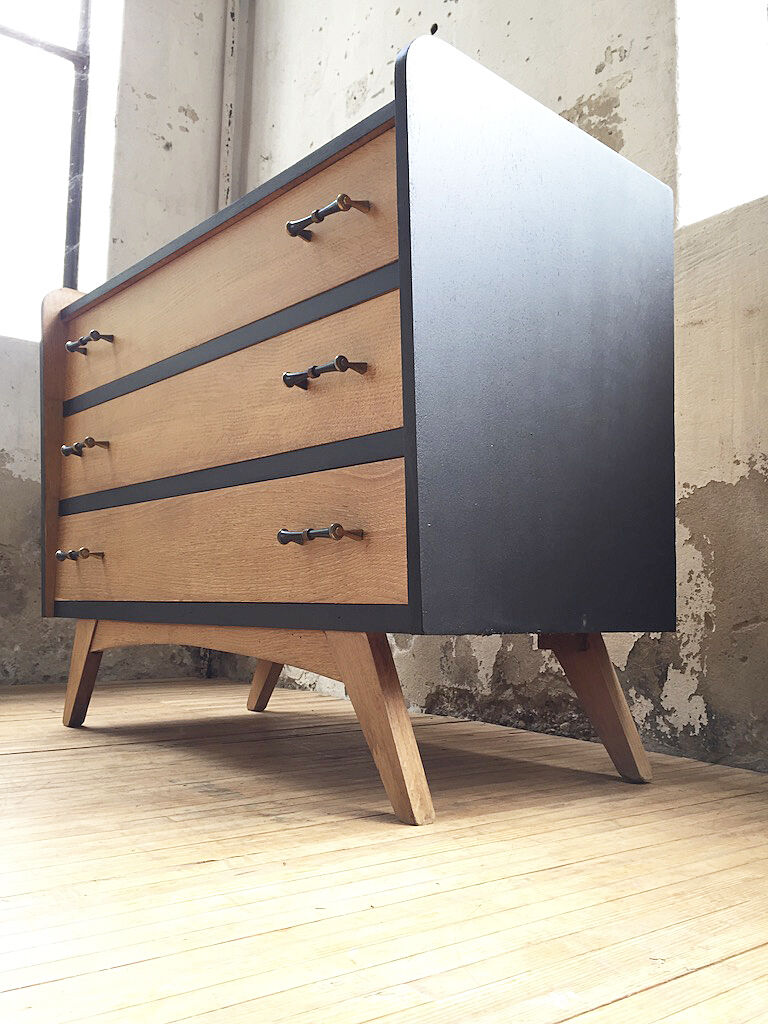 Black and wood vintage dresser