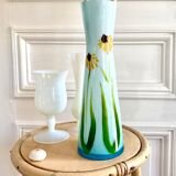 Vase opalin soliflore décor fleurs