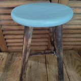 Seated wooden stool restyled patinated feet dp 0522041