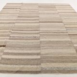 Large Brown Beige Turkish Kilim Rug, 313x374Cm