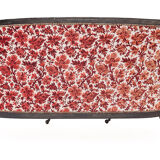 Carved wooden bench, silk velvet, 1930