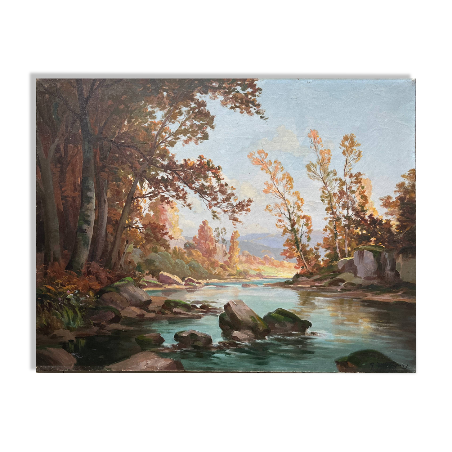 HST painting "Landscape with a river" by Gaetan Montagney