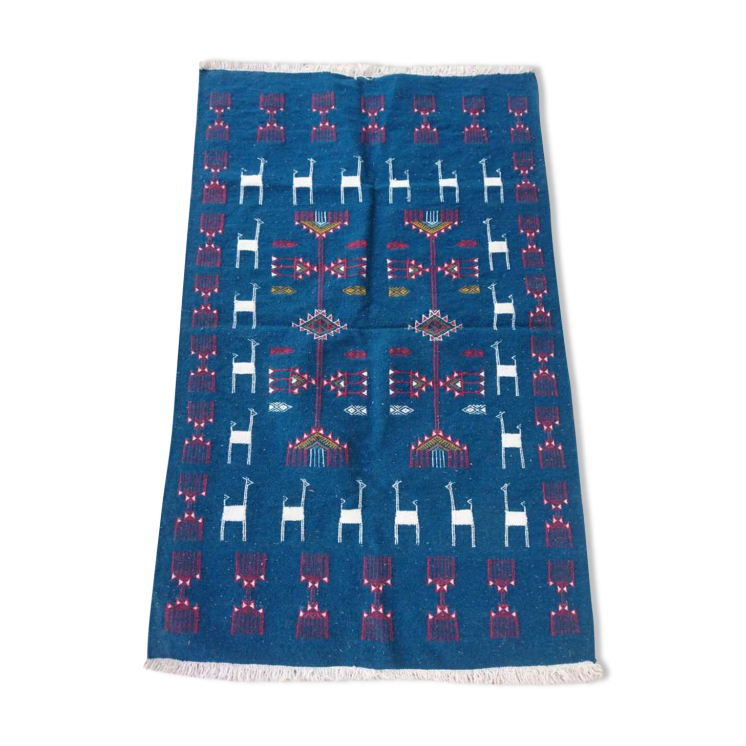 Blue Berber kilim in pure wool carpet 95x150cm