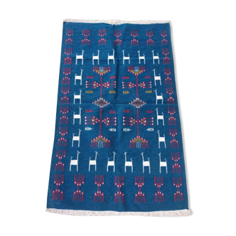 Blue Berber kilim in pure wool carpet 95x150cm