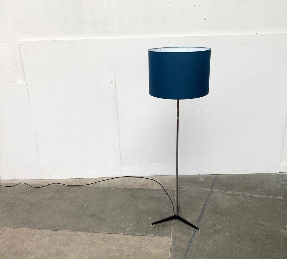 Blue tripod floor lamp from the mid-century German space age by Staff Leuchten, 1960s.