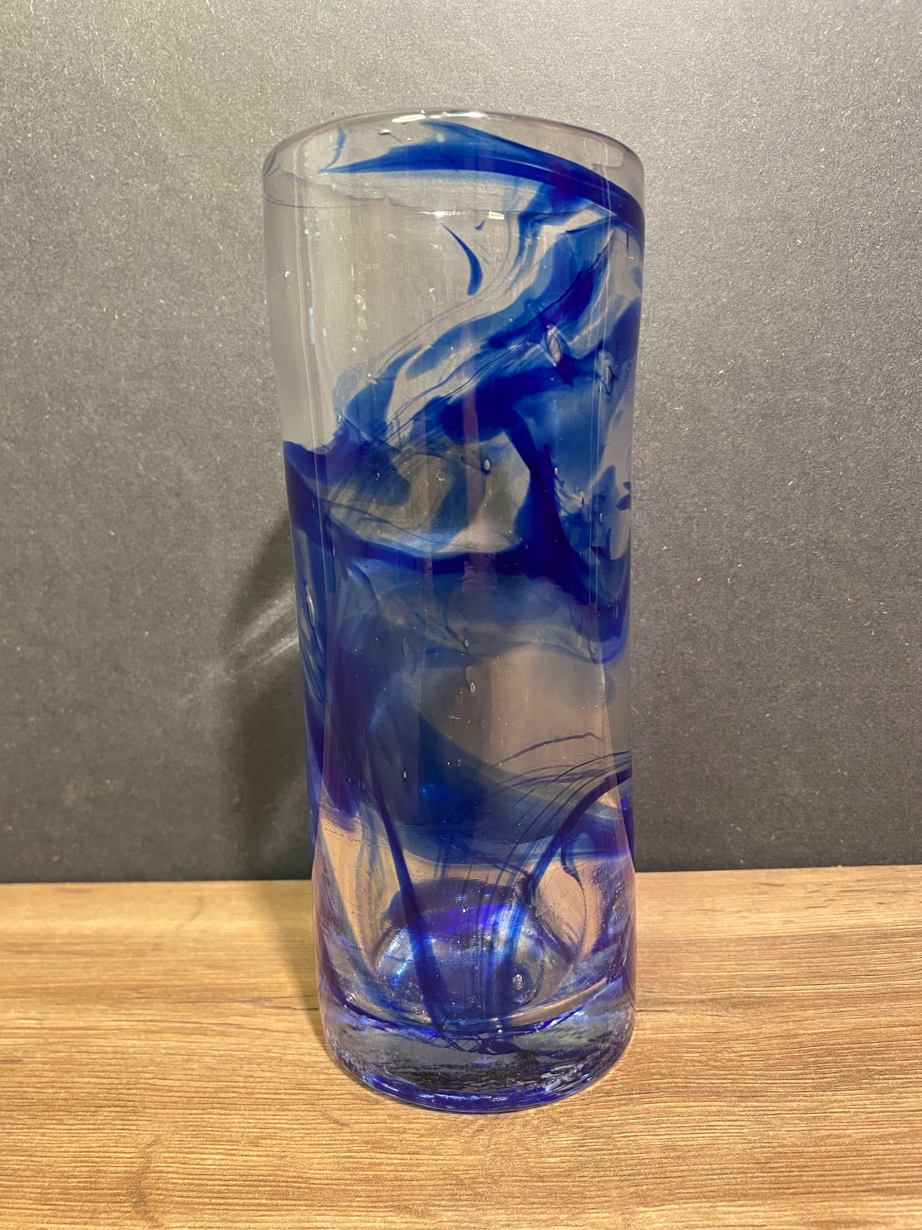 Tubular vase in stylized glass, arts and crafts