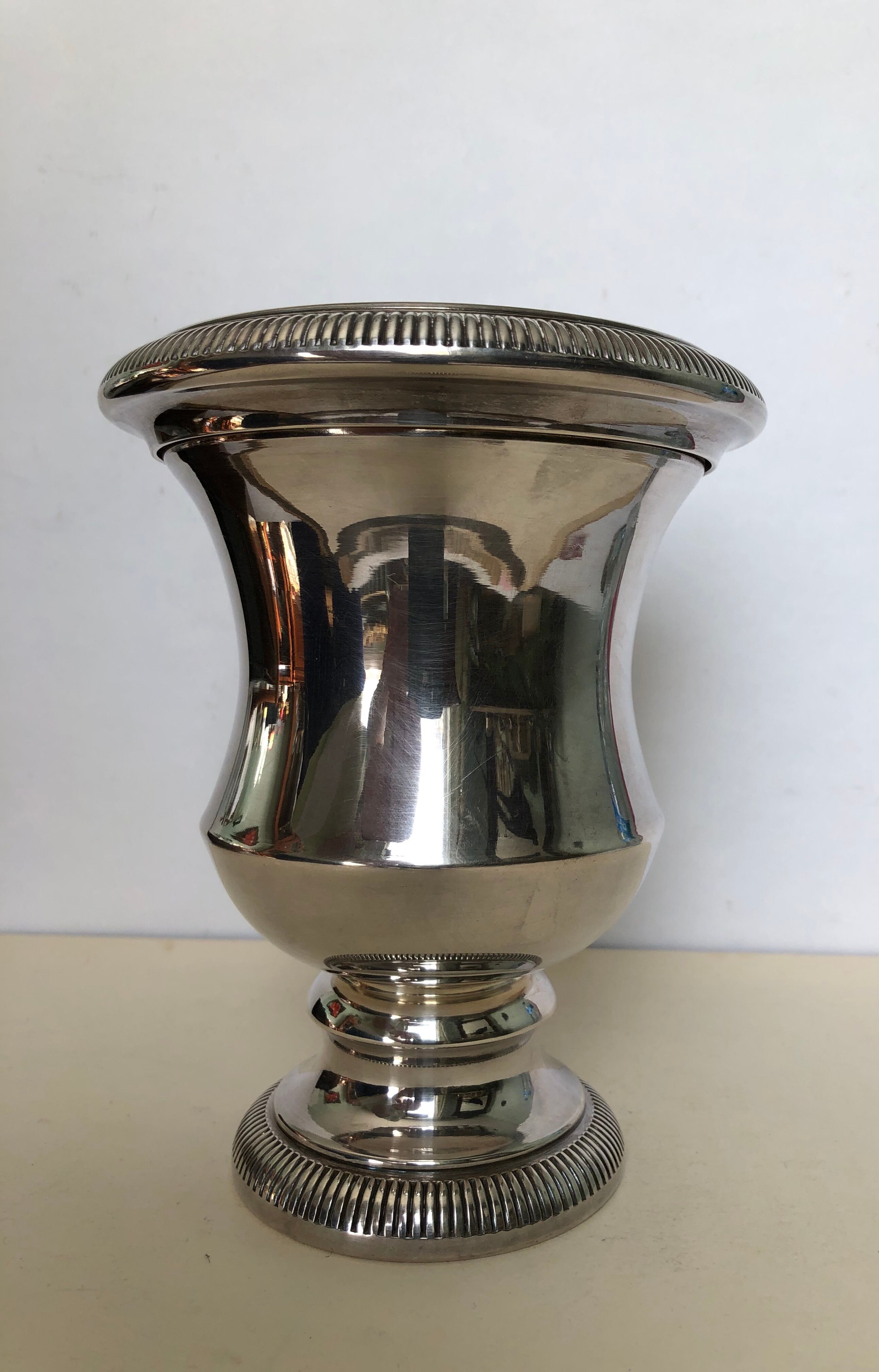 Silver metal vase