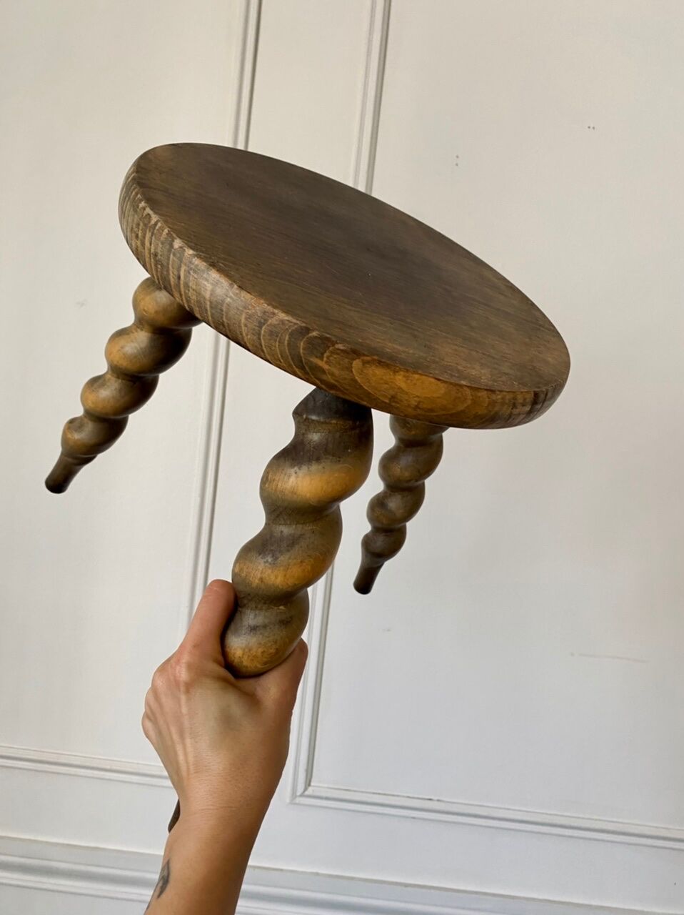 Wooden tripod stool
