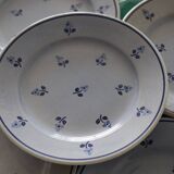 8 assiettes à dessert anciennes bleues fleuries faïencerie nouvelle
