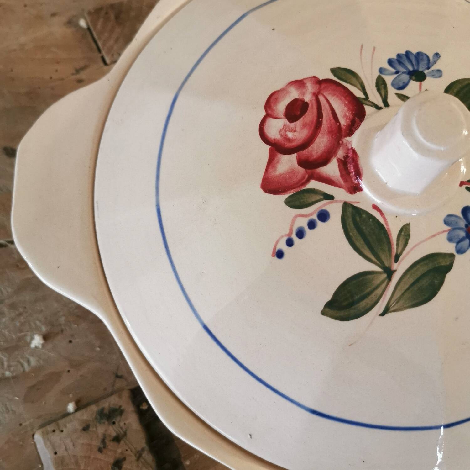 Petite Soupière Légumier Digoin Sarreguemines rose