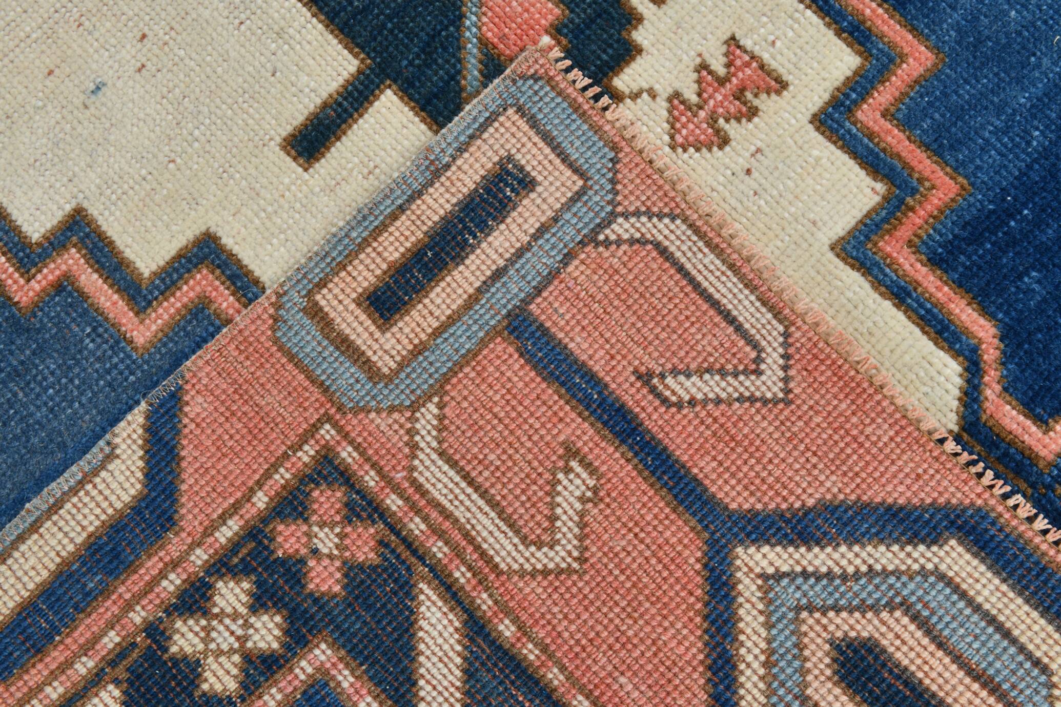 128x265 Cm Blue Vintage Area Rug, Rare Style Rug