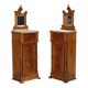 Antique walnut bedside tables with grey marble, Italy, 19th century.