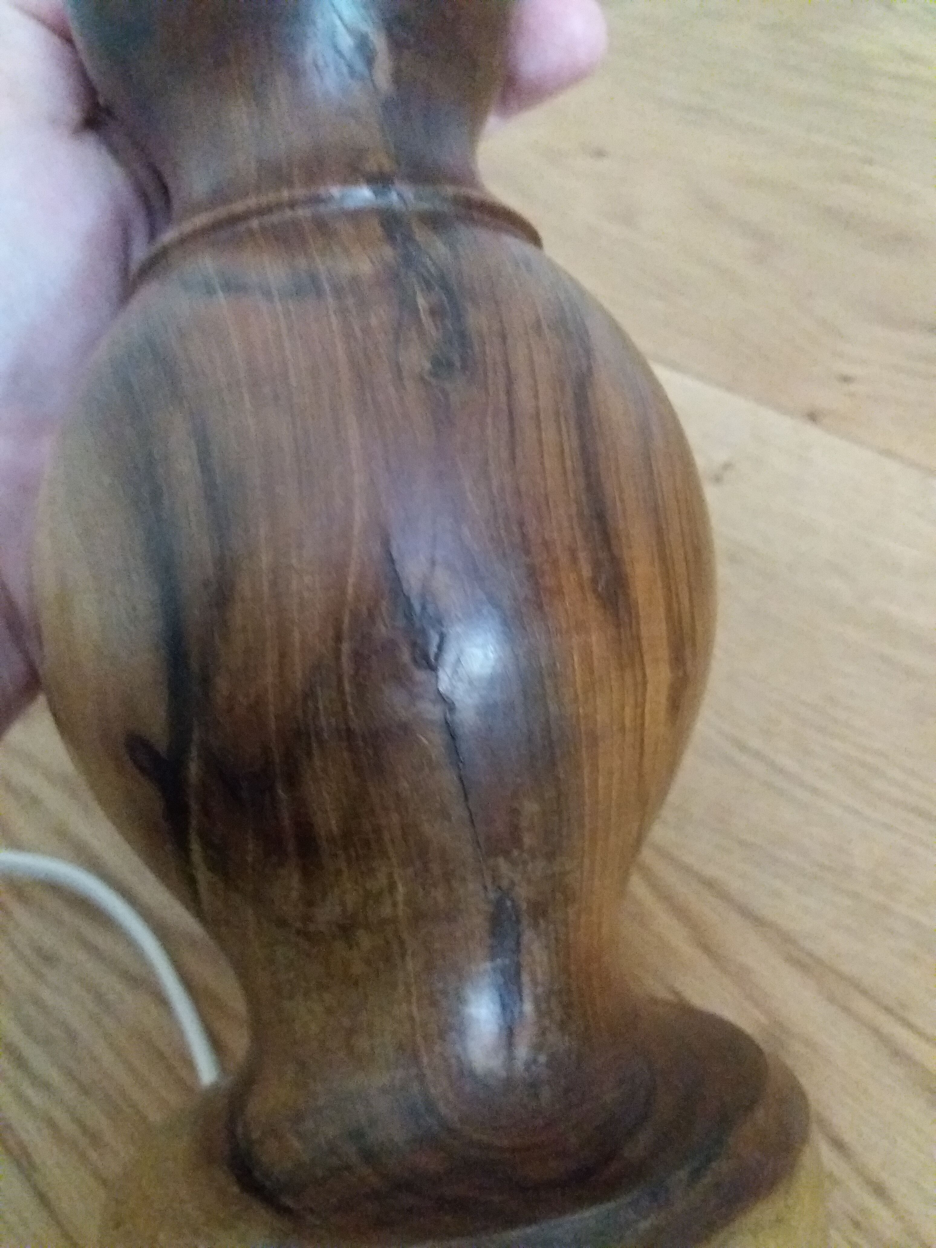 Handmade turned wooden foot lamp