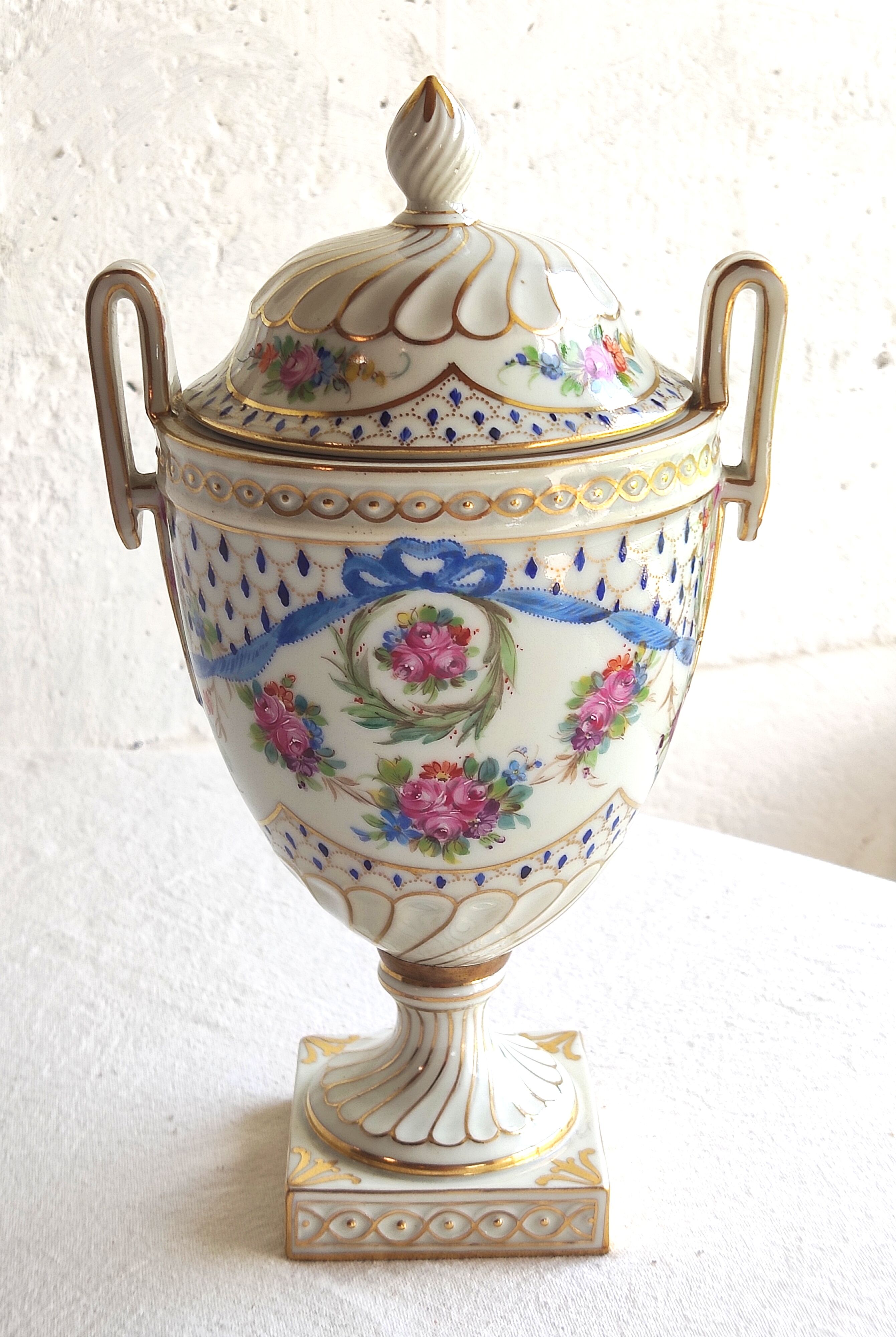 Covered Sèvres porcelain vase