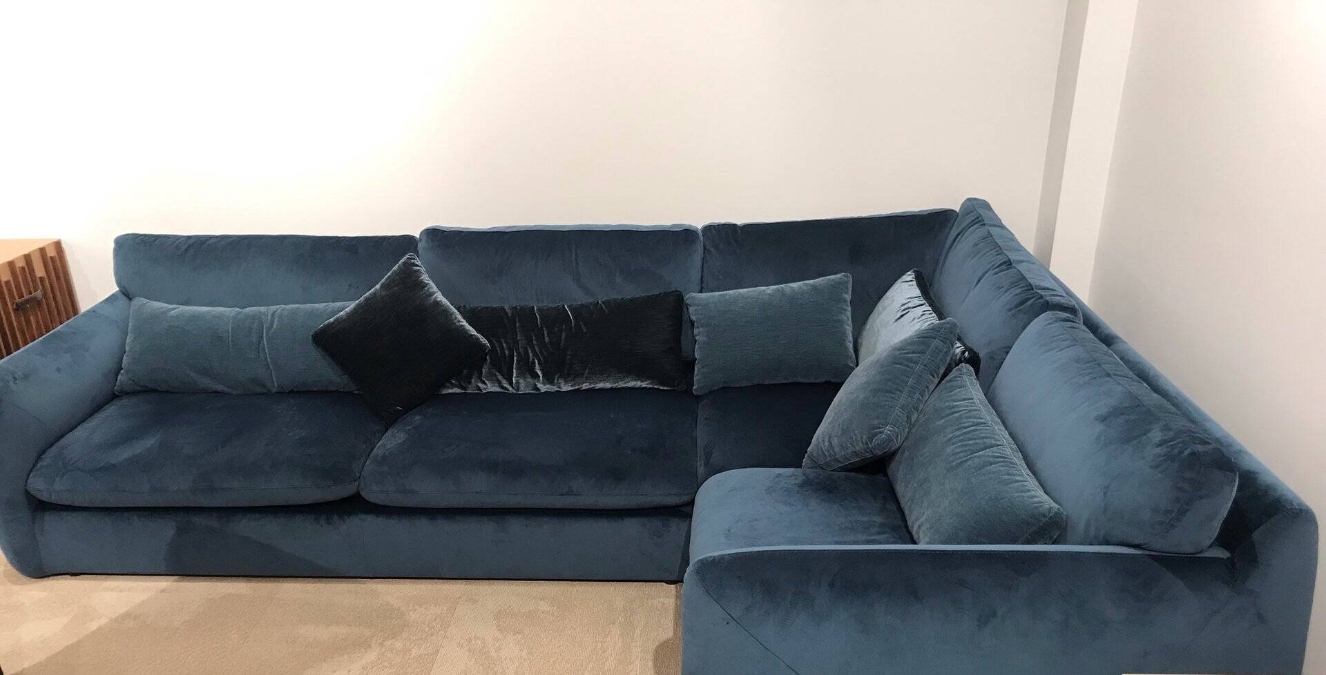 Blue Velvet Corner Sofa