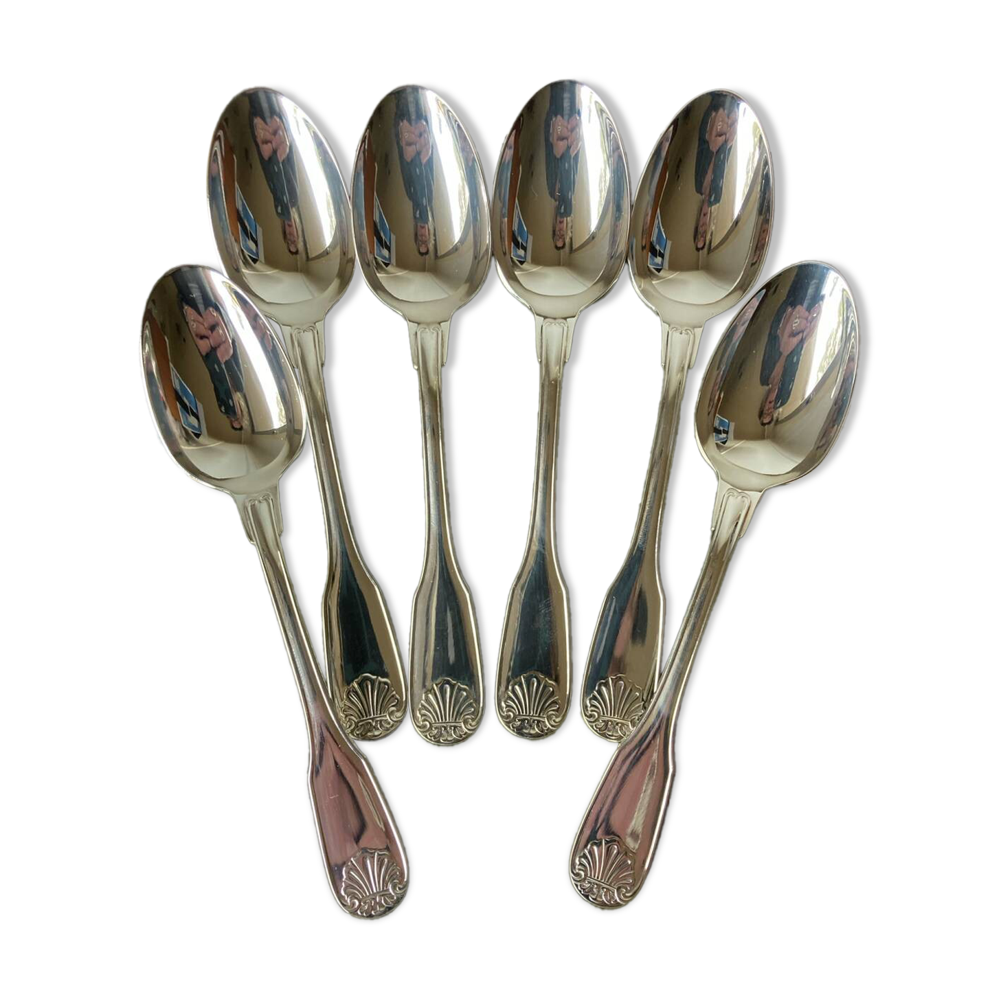 6 small Alfenide/Christofle dessert spoons