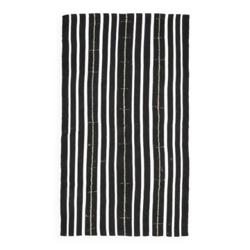 Striped Kilim Black White Vintage Handmade Area Rug  148x261