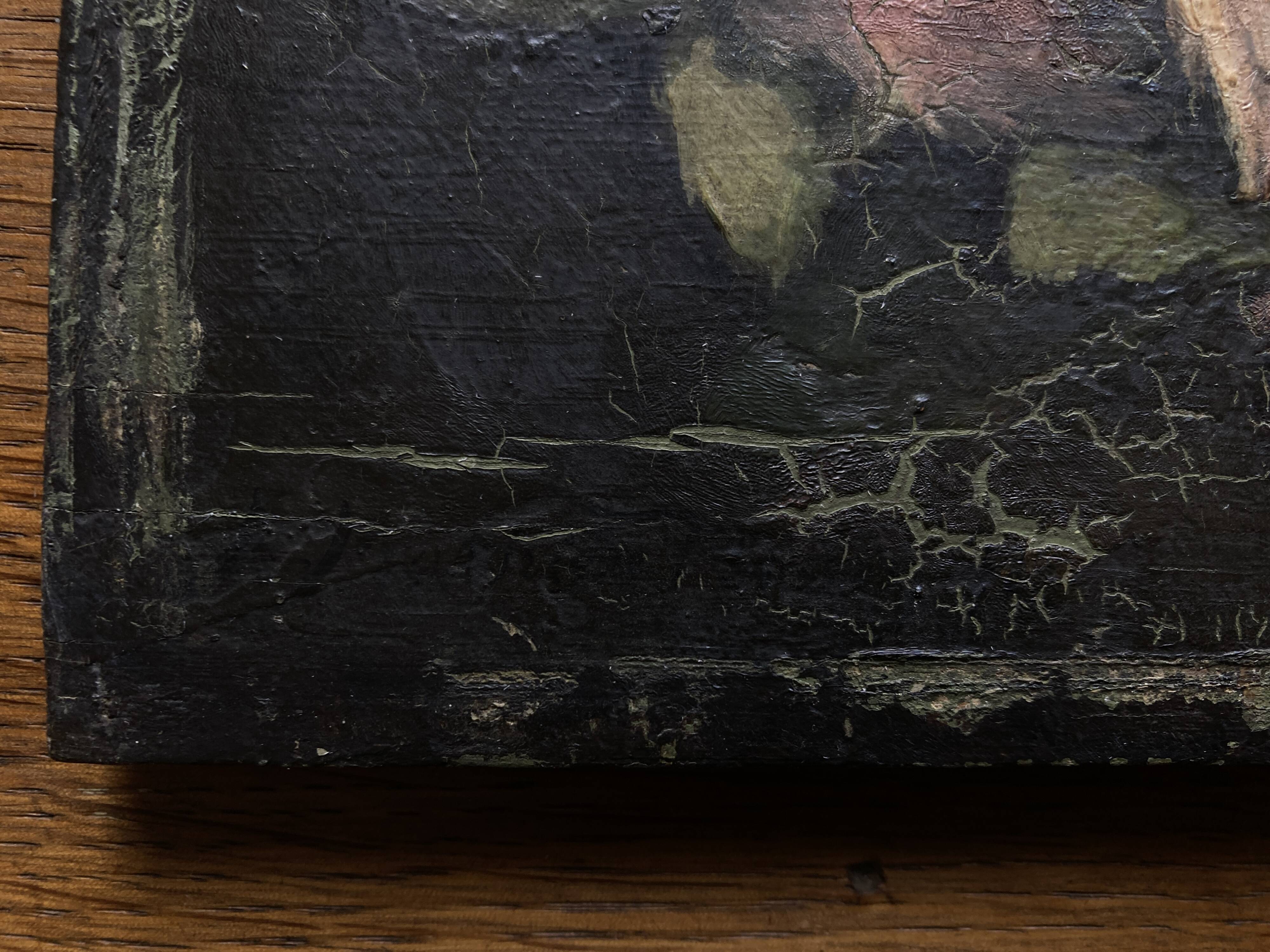 Oil on wood 19th century cut flowers