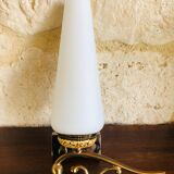 Pair of wall sconces in opaline and brass 60s
