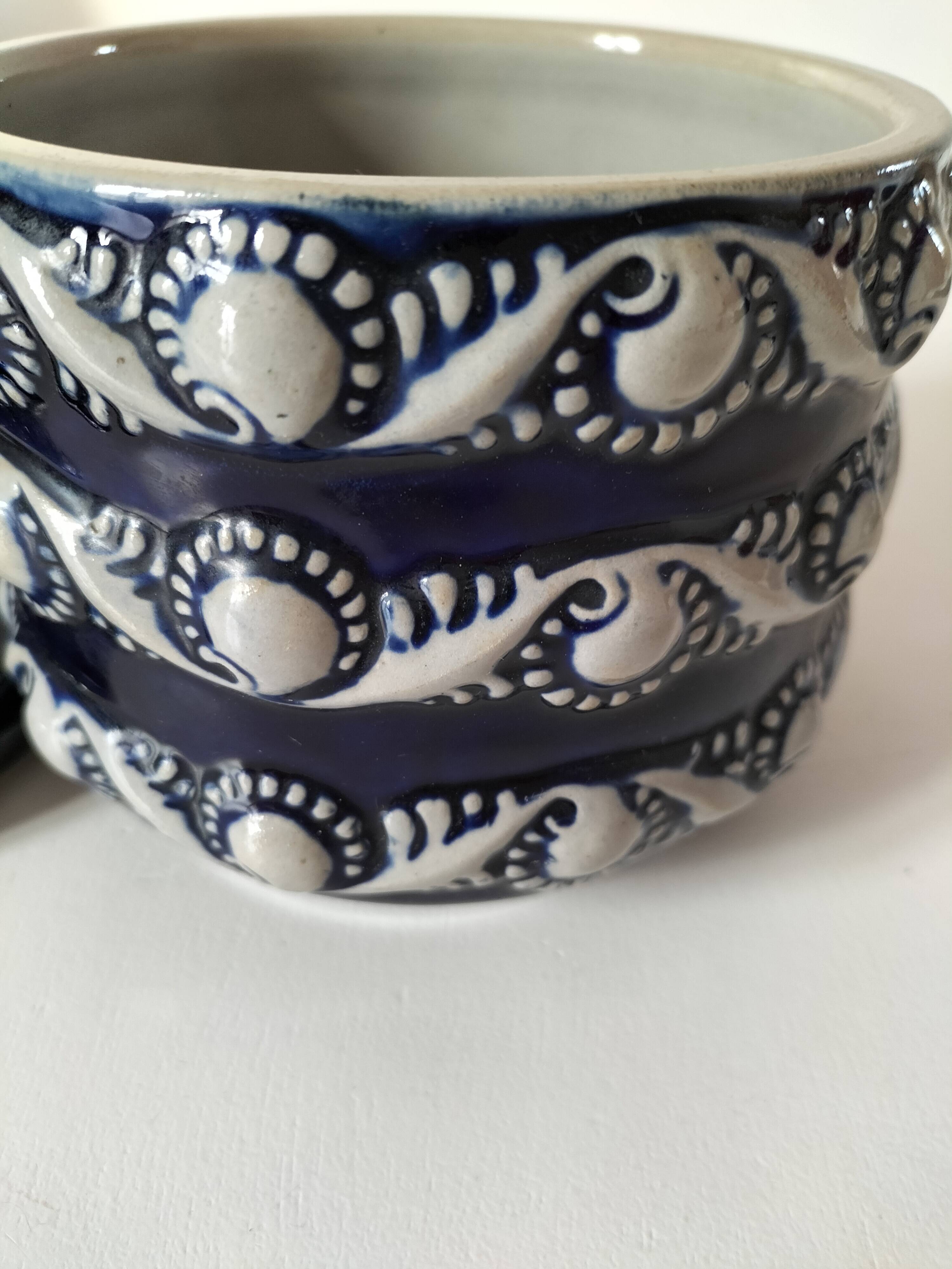 Blue glazed stoneware pot RM Stein – Reinhold Merkelbach, 1960s