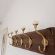 Vintage wall coat rack – 57 cm – 5 metal and ceramic hooks