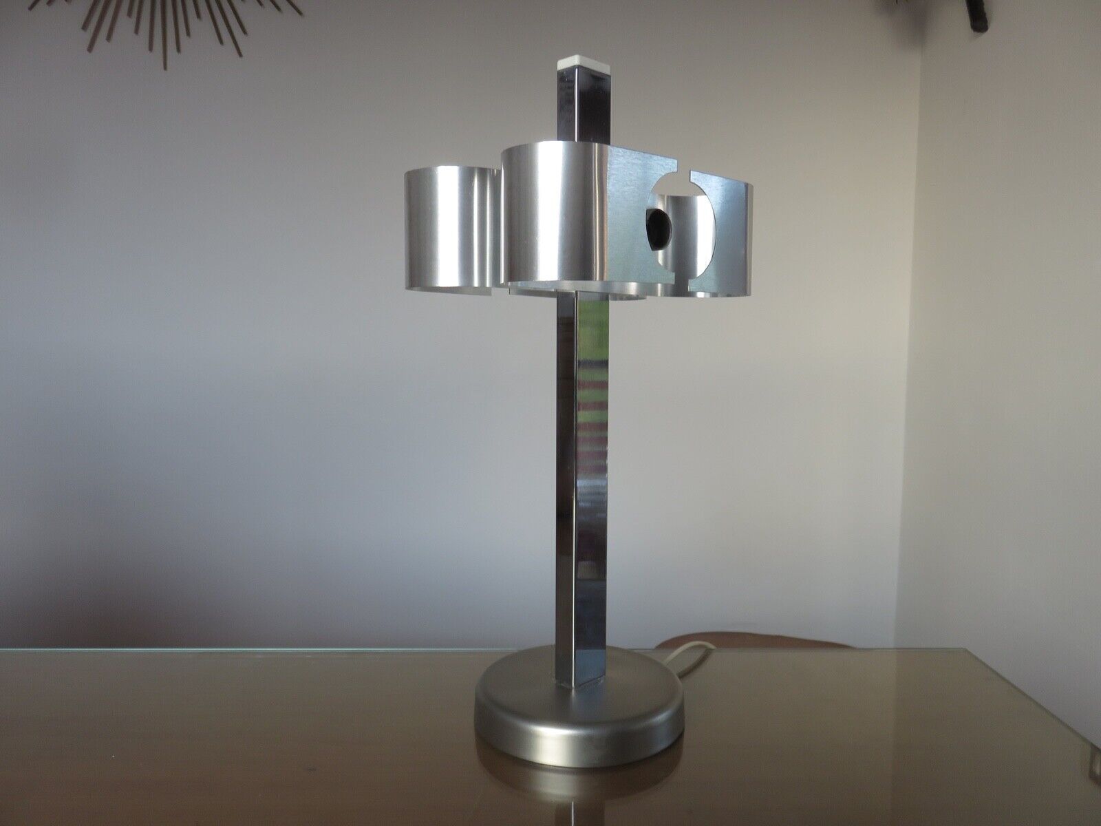 Space age lamp in brushed metal and chromed metal 1970