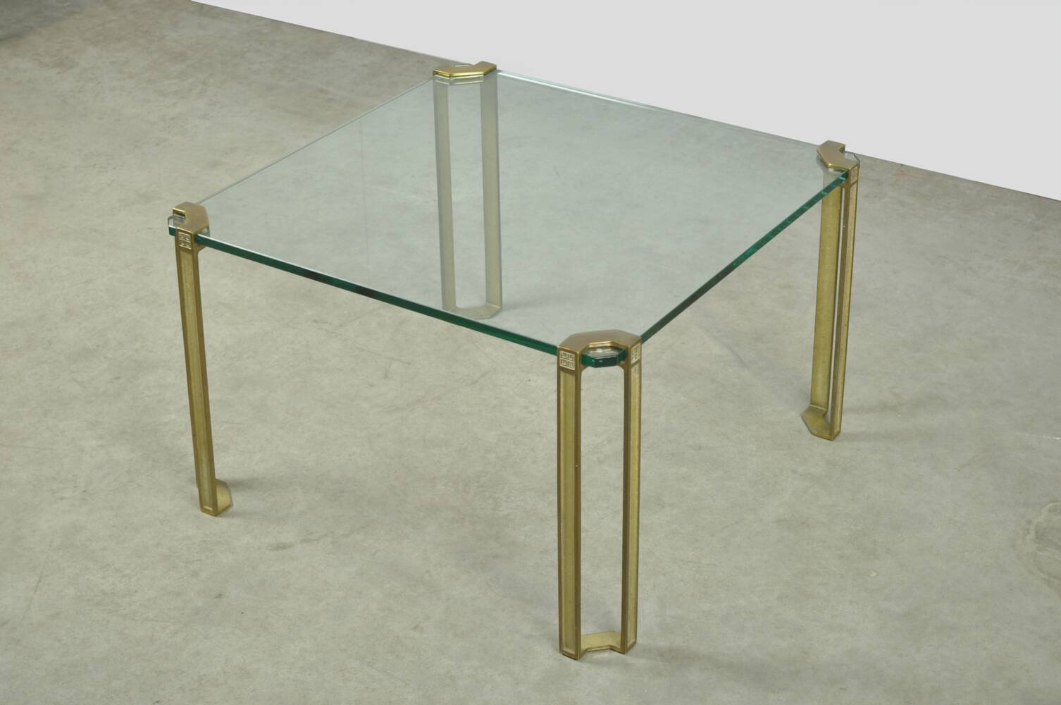 GLASS & BRASS coffee table by Peter Ghyczy, 1970s