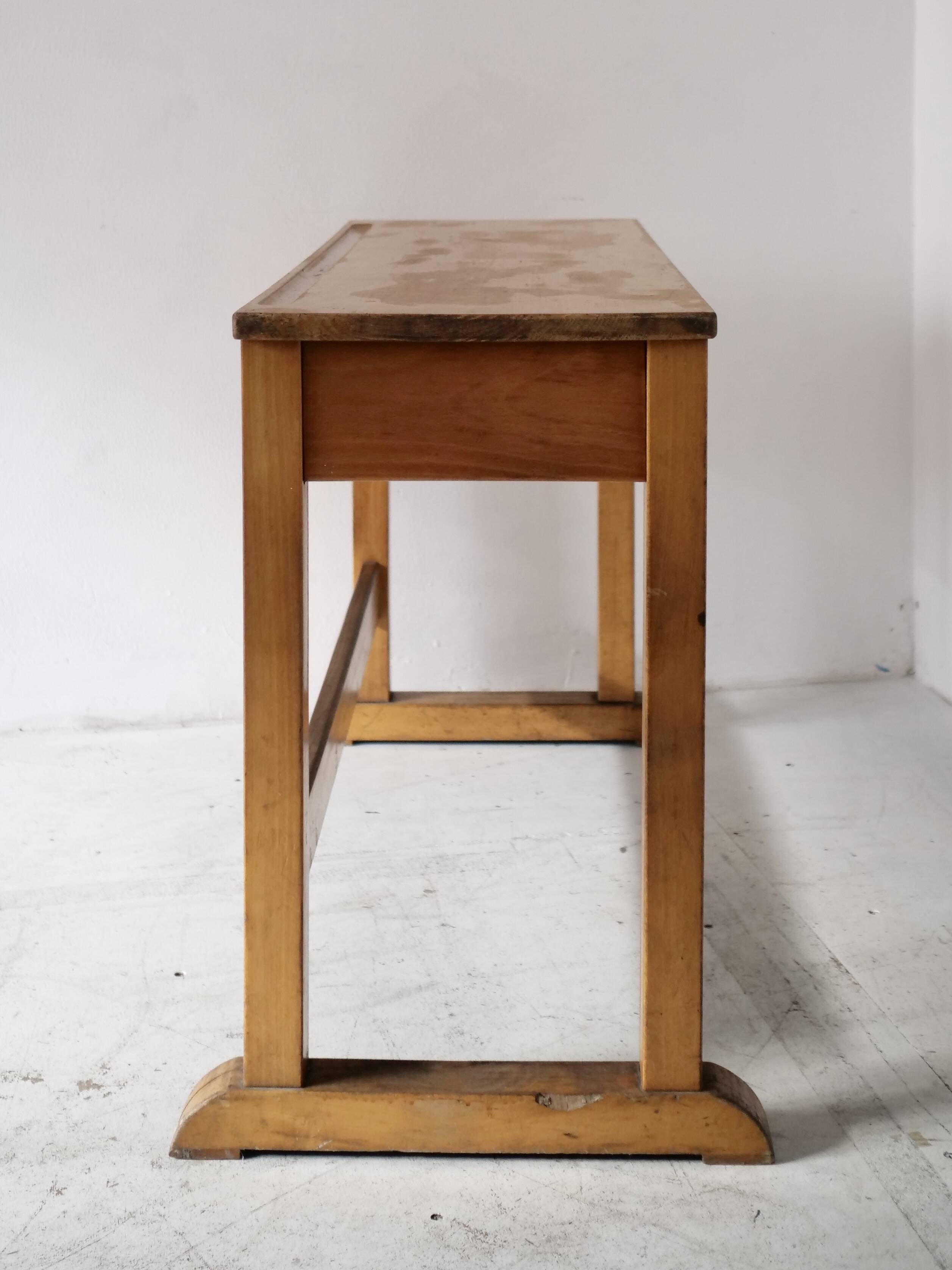 Beech desk or console from around 1930.