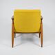 Vintage original armchair , 1960s, fully restored, yellow fabric, teak