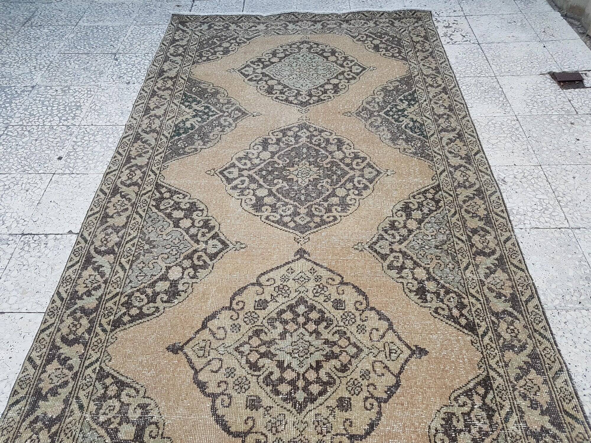 Vintage Turkish hallway rug 143x391 cm