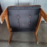 Scandinavian pine and velvet armchair