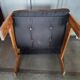 Scandinavian pine and velvet armchair