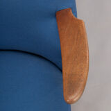 Danish Midcentury Reupholstered Blue Cocktail Chair, 1960s