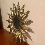 Sunflower sun mirror design 50 in gilded metal