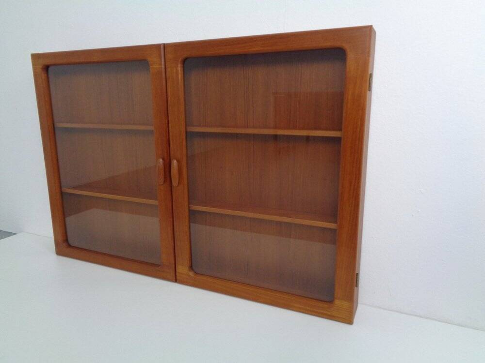 Wall cabinet with glass doors from Dyrlund, Denmark, 1970s.